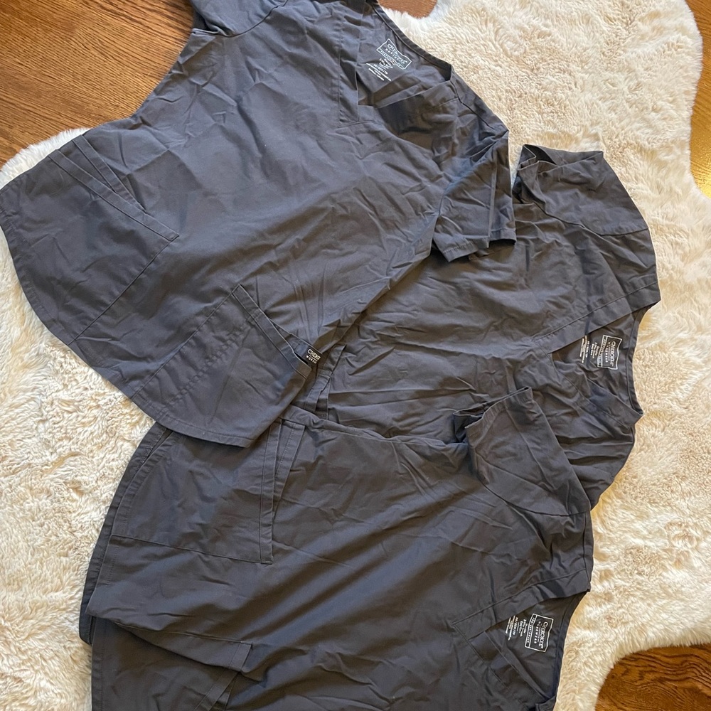 women’s cherokee pewter scrub tops XS set of 3